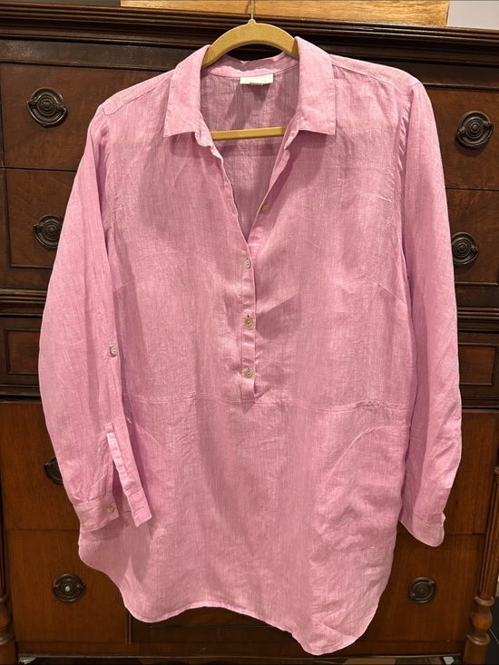 J. Jill Tops - J. Jill Long-Sleeve Button-Front Linen Tunic in Lilac